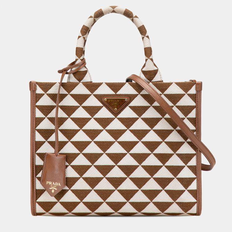 Pre Owned Prada Brown Small Canvas Symbole Triangolo Satchel