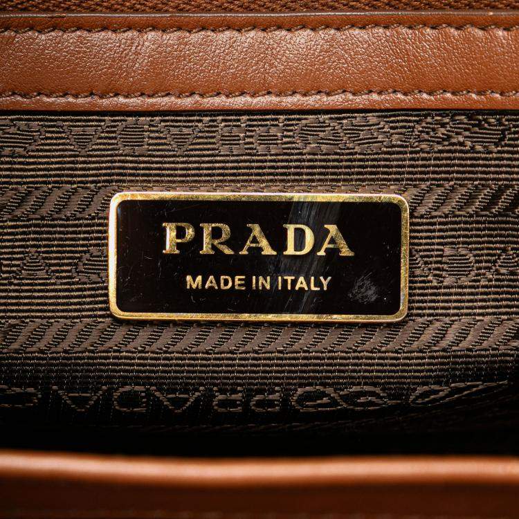 Pre Owned Prada Brown Small Canvas Symbole Triangolo Satchel