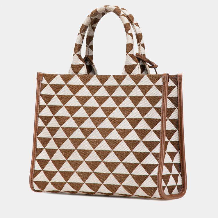 Pre Owned Prada Brown Small Canvas Symbole Triangolo Satchel