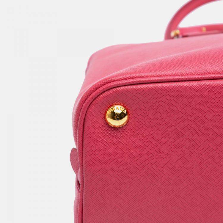 Pre Owned Prada Pink Medium Saffiano Lux Promenade Satchel