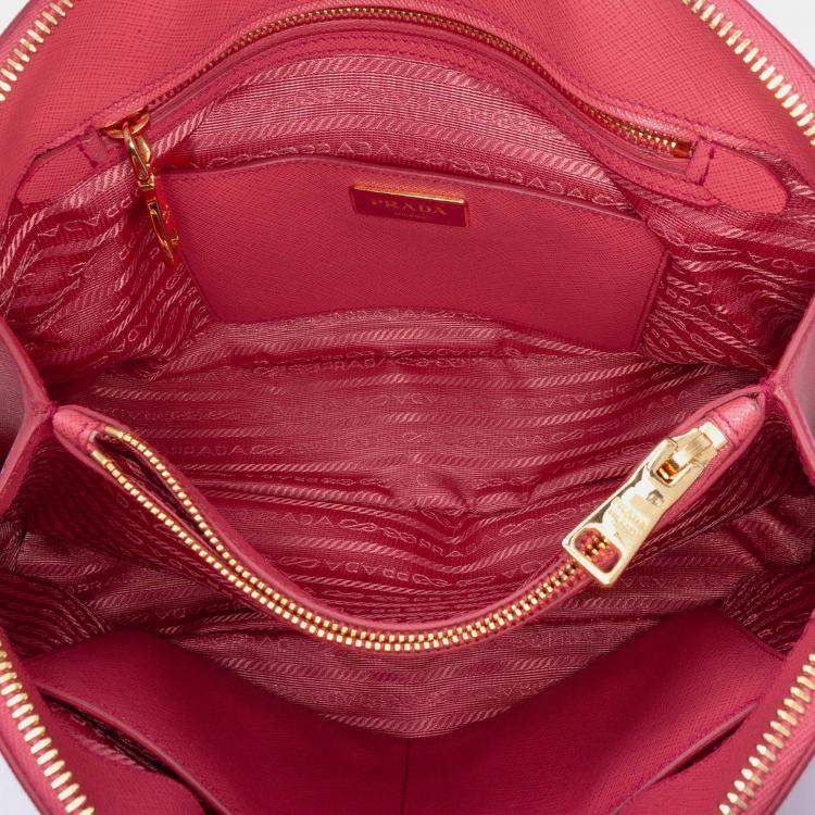 Pre Owned Prada Pink Medium Saffiano Lux Promenade Satchel