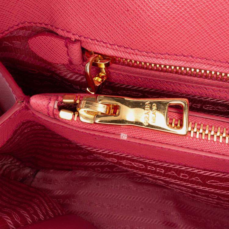 Pre Owned Prada Pink Medium Saffiano Lux Promenade Satchel