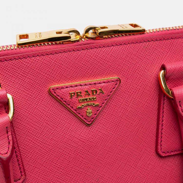 Pre Owned Prada Pink Medium Saffiano Lux Promenade Satchel