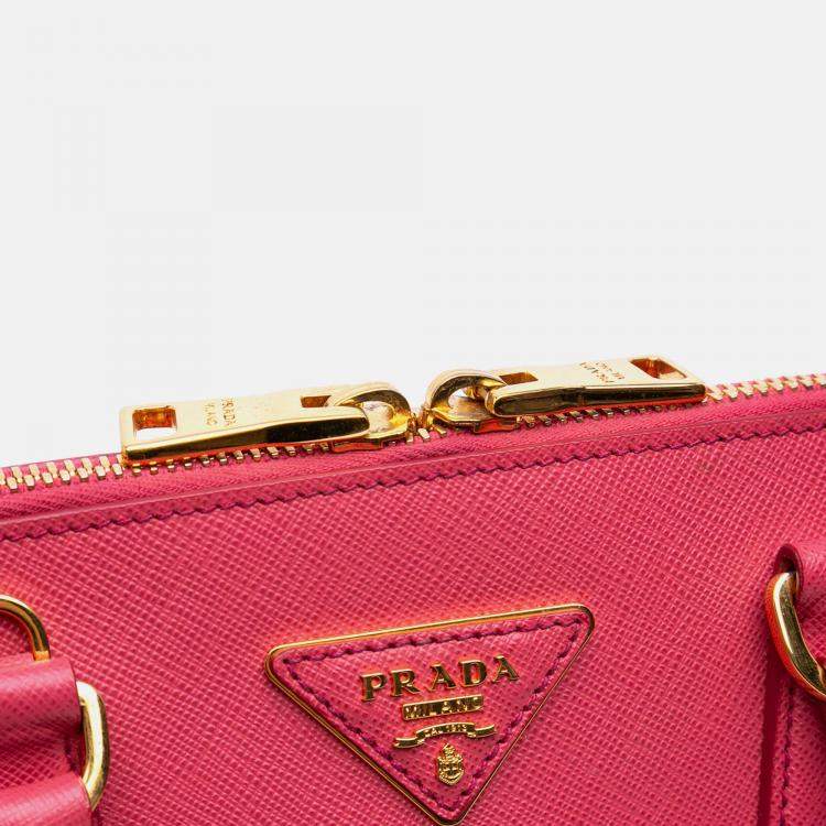 Pre Owned Prada Pink Medium Saffiano Lux Promenade Satchel