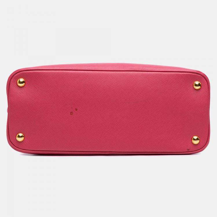 Pre Owned Prada Pink Medium Saffiano Lux Promenade Satchel
