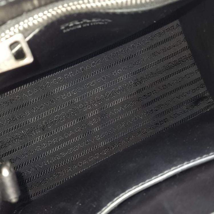 Pre Owned Prada Black Leather Saffiano Monochrome Tote and Shoulder Bag