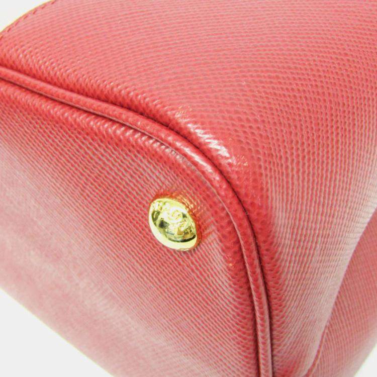 Pre Owned Prada Canappa Trimmed Canvas Leather Shoulder Bag 