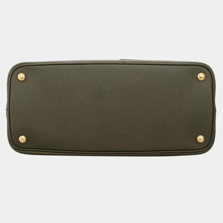 Pre Owned Prada Double Handle Green Tote Bag