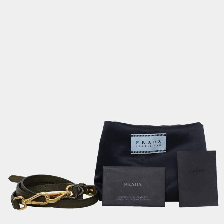 Pre Owned Prada Double Handle Green Tote Bag
