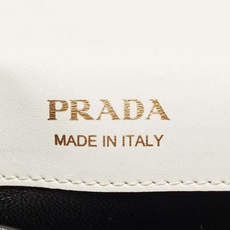 Pre Owned Prada White Leather Turnlock Saddle Crossbody Bag
