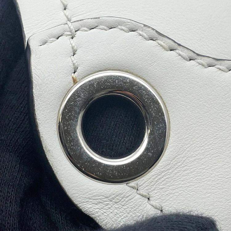 Pre Owned Prada Tambour White Leather Wood Bucket Bag