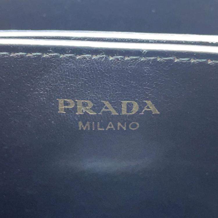 Pre Owned Prada Tambour White Leather Wood Bucket Bag