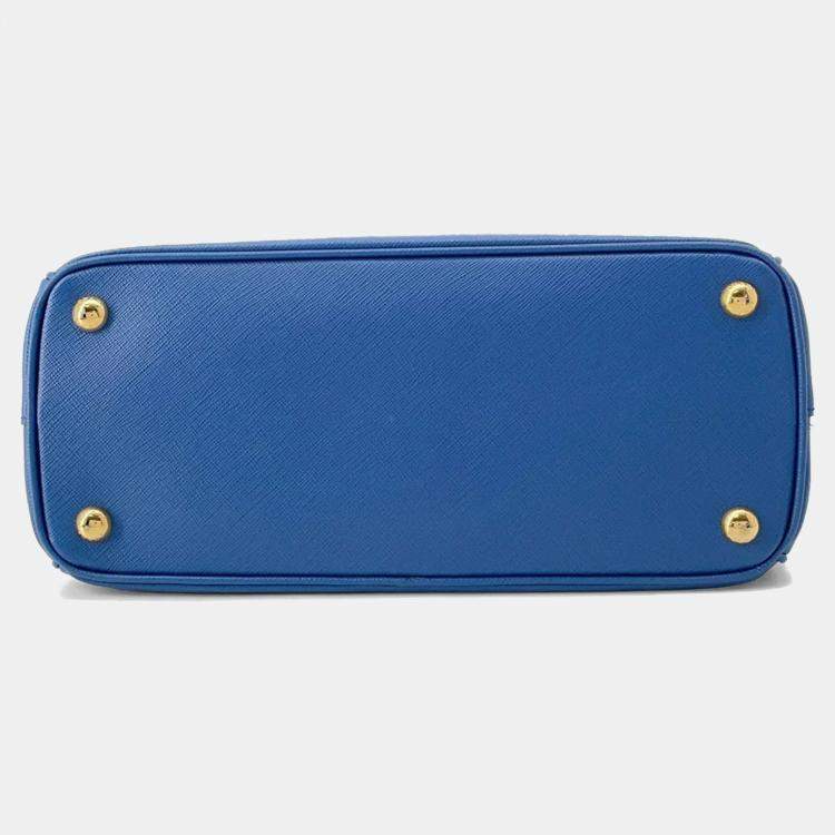 Pre Owned Prada Galleria Blue Leather 2Way Handbag