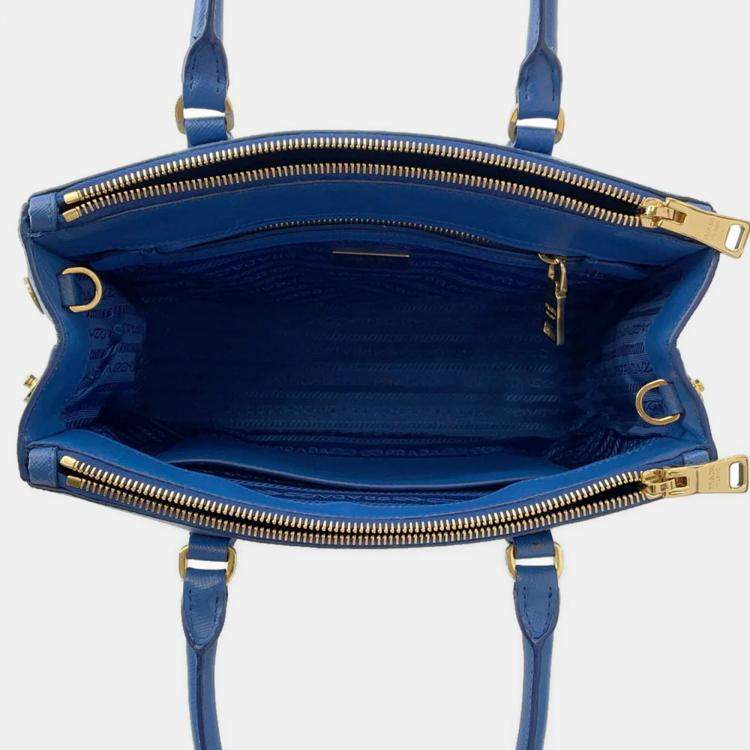 Pre Owned Prada Galleria Blue Leather 2Way Handbag