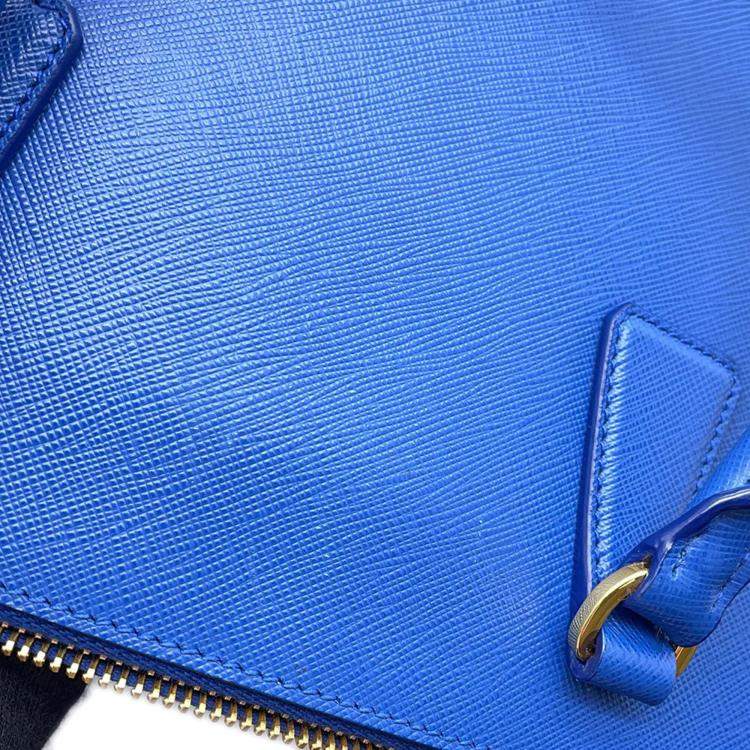 Pre Owned Prada Galleria Blue Leather 2Way Handbag