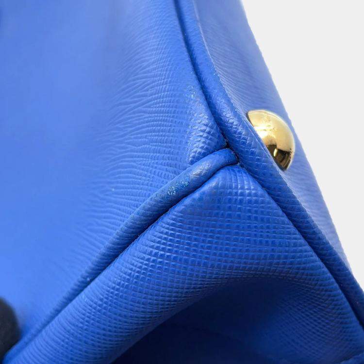 Pre Owned Prada Galleria Blue Leather 2Way Handbag