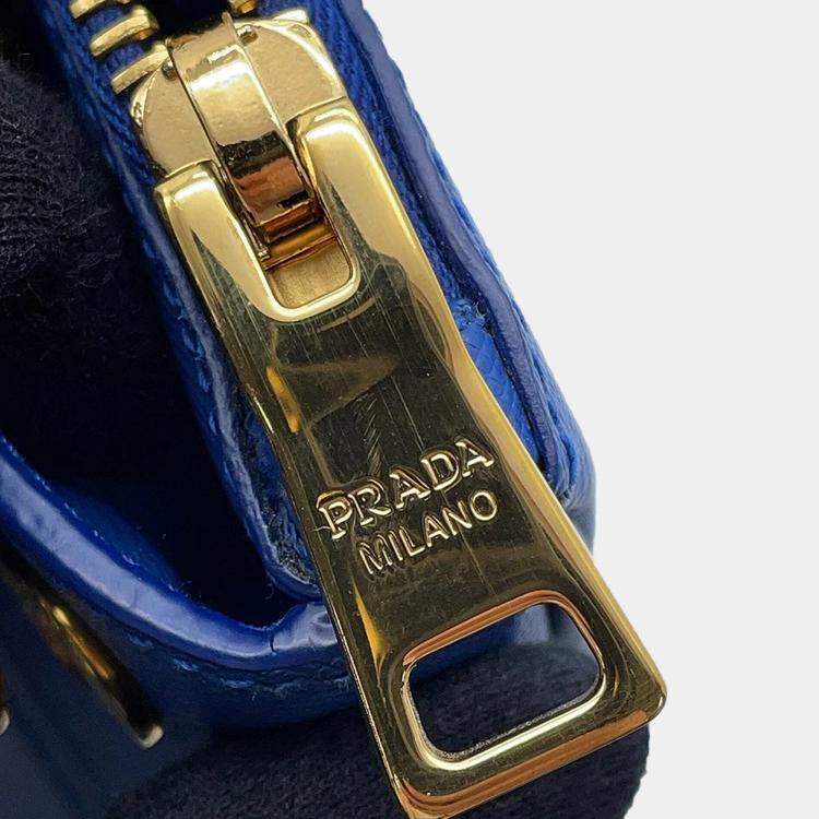Pre Owned Prada Galleria Blue Leather 2Way Handbag