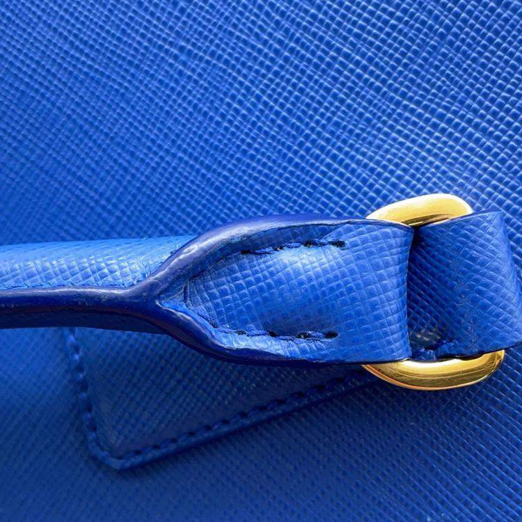 Pre Owned Prada Galleria Blue Leather 2Way Handbag