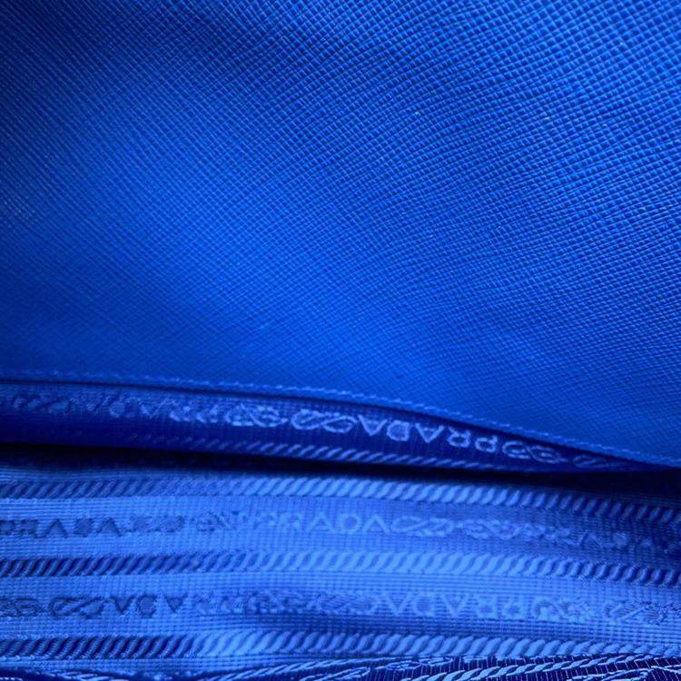 Pre Owned Prada Galleria Blue Leather 2Way Handbag