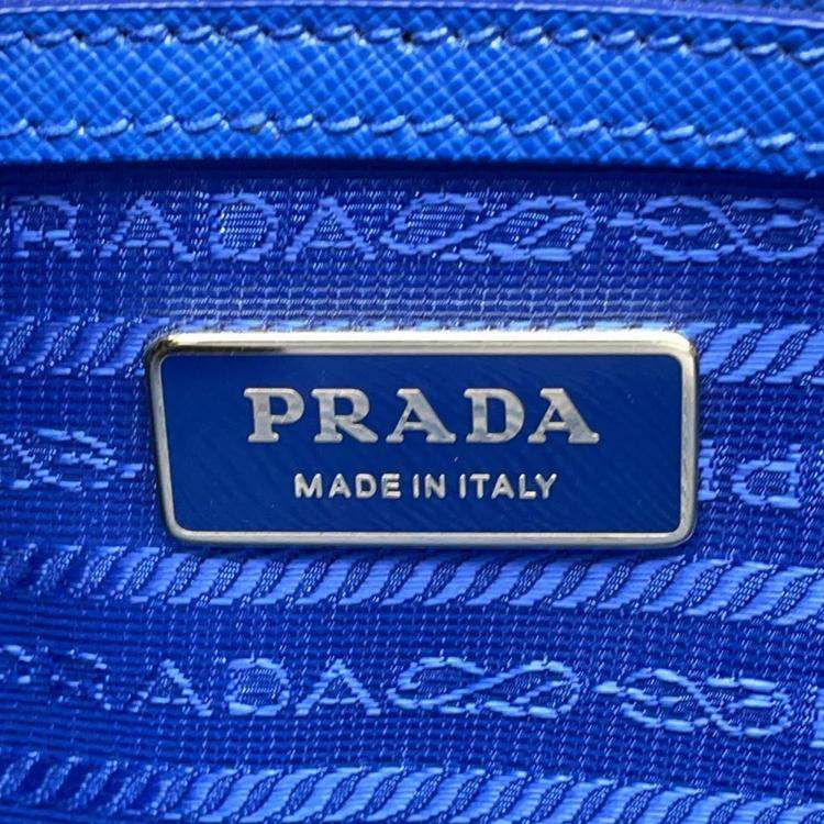 Pre Owned Prada Galleria Blue Leather 2Way Handbag