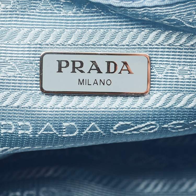 Pre Owned Prada Light Blue Nylon Re-Nylon Drawstring Pouch