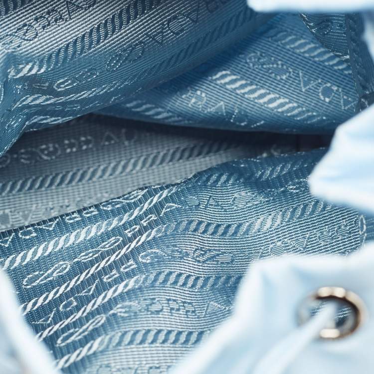 Pre Owned Prada Light Blue Nylon Re-Nylon Drawstring Pouch