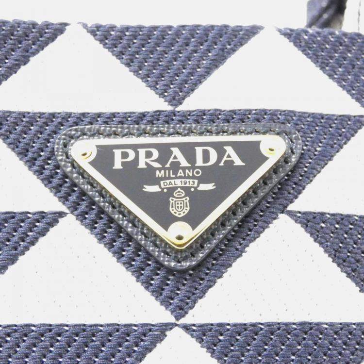 Pre Owned Prada Symbole Shopper Talco Jacquard Tote Bag