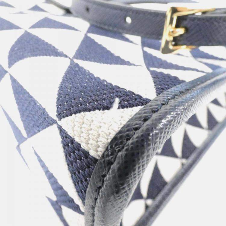 Pre Owned Prada Symbole Shopper Talco Jacquard Tote Bag