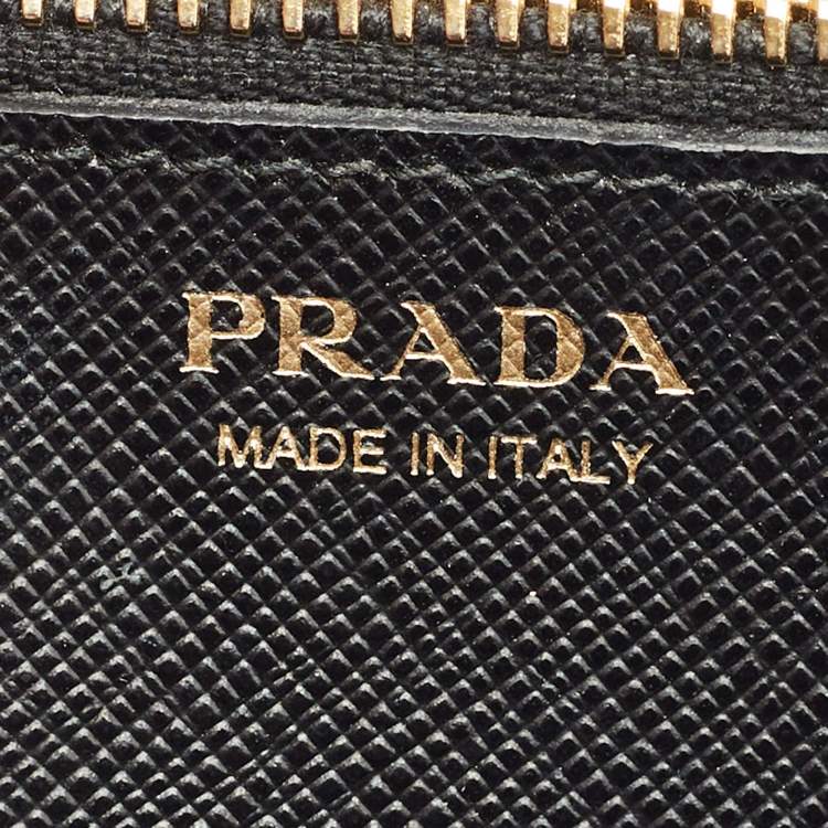 Pre Owned Prada Black Saffiano Leather Wallet On Chain