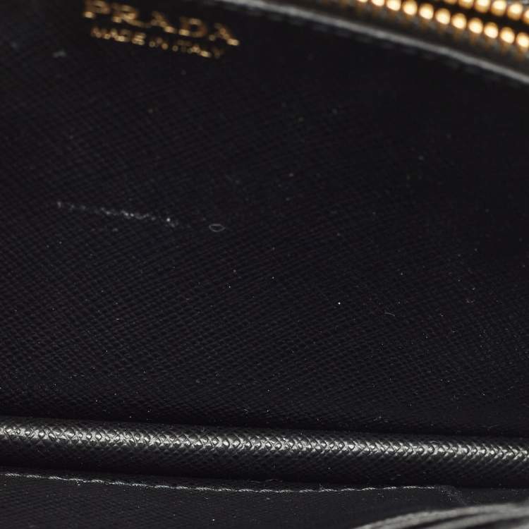 Pre Owned Prada Black Saffiano Leather Wallet On Chain