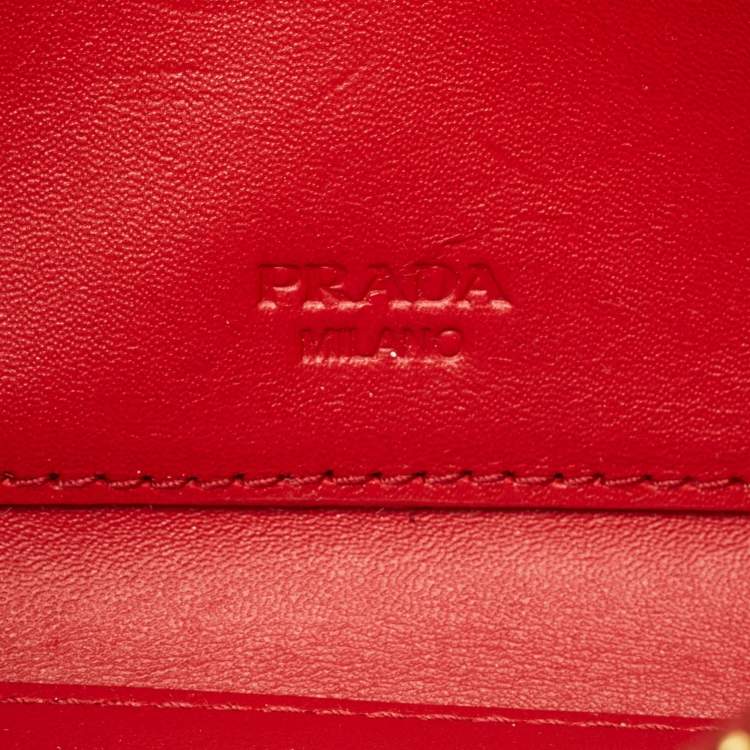 Pre Owned Prada Red Vitello Move Leather Wallet On Strap