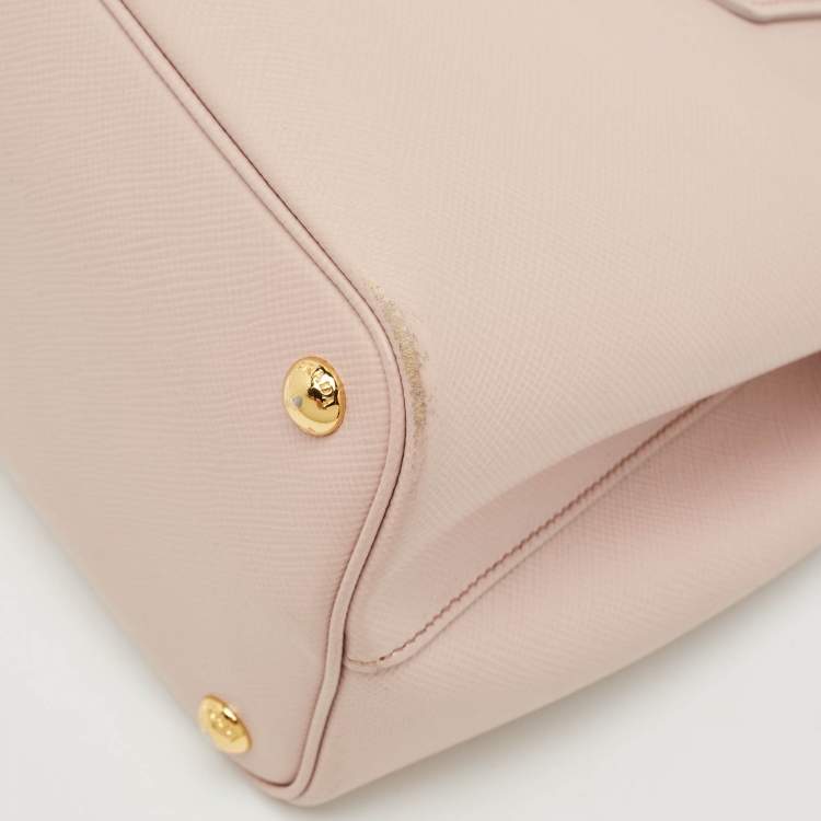 Pre Owned Prada Light Pink Leather Medium Double Handle Tote