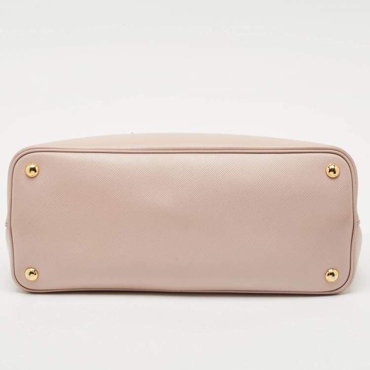 Pre Owned Prada Light Pink Leather Medium Double Handle Tote