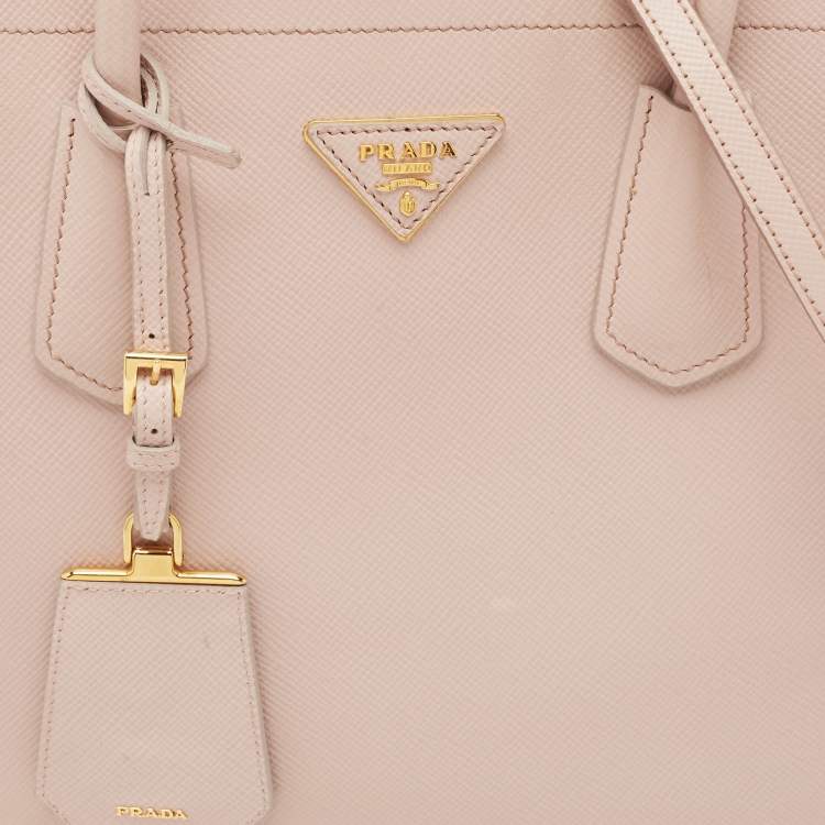 Pre Owned Prada Light Pink Leather Medium Double Handle Tote