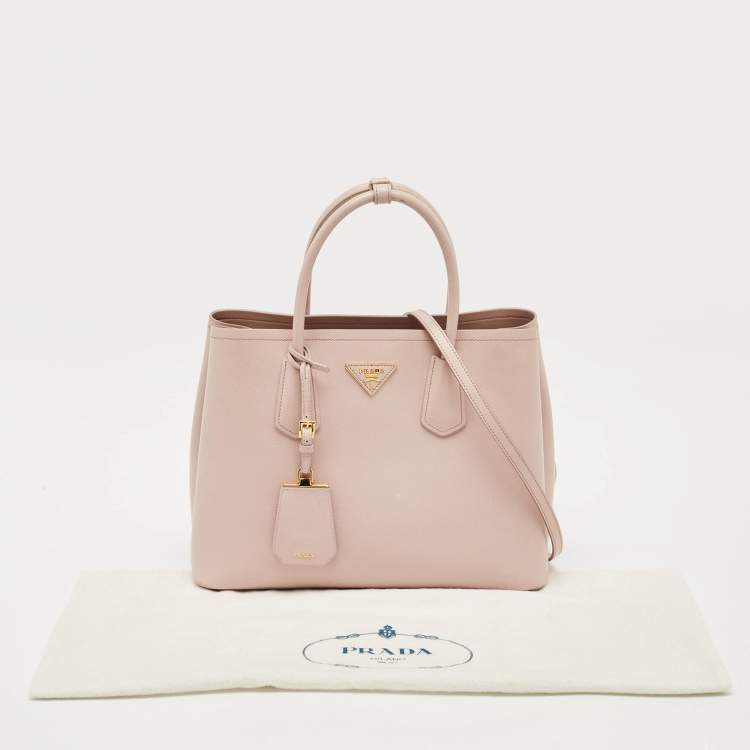 Pre Owned Prada Light Pink Leather Medium Double Handle Tote