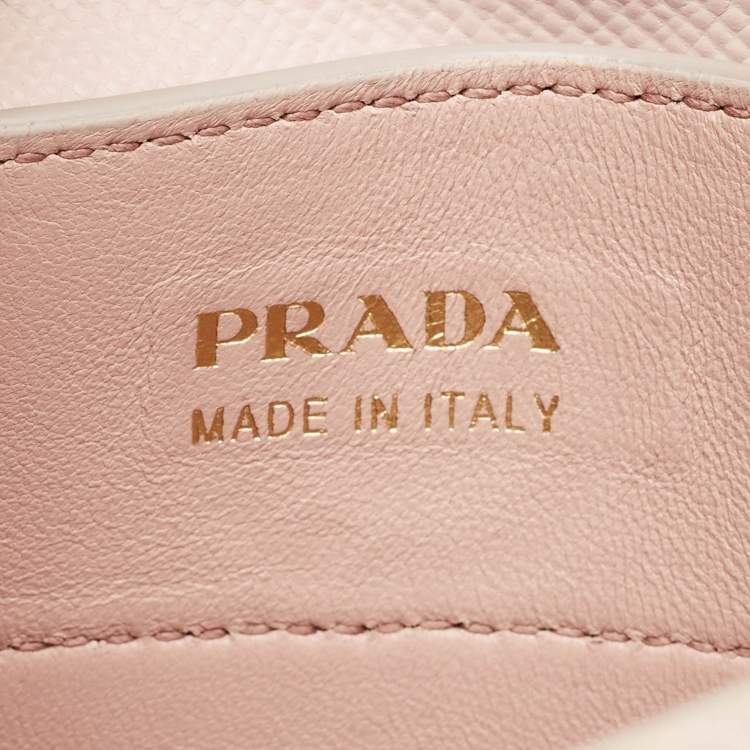 Pre Owned Prada Light Pink Leather Medium Double Handle Tote