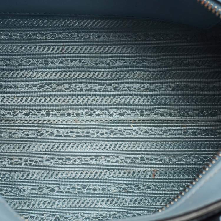 Pre Owned Prada Light Blue Saffiano Leather Small Monochrome Tote