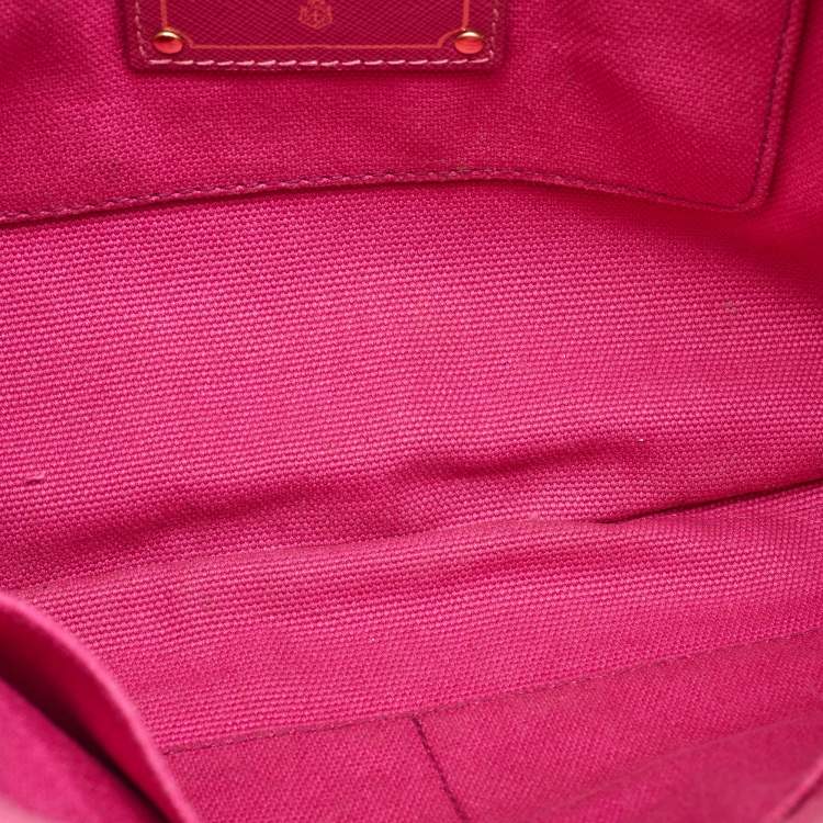 Pre Owned Prada Pink Canvas Crystal Embellished Zip Pouch Clutch