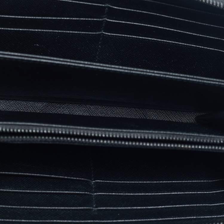 Pre Owned Prada Black Saffiano Leather Zip Around Wallet