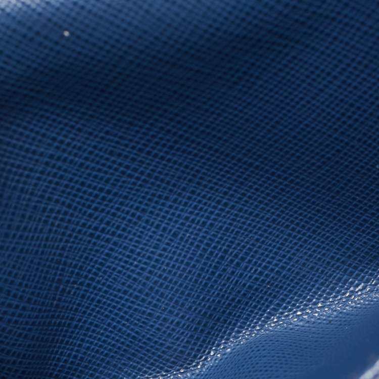 Pre Owned Prada Blue Saffiano Metal Leather French Compact Wallet