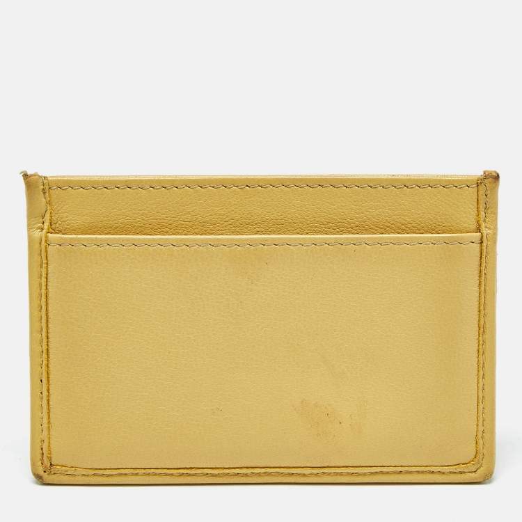 Pre Owned Prada Yellow Gaufre Leather Card Holder