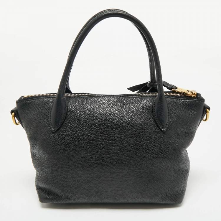 Pre Owned Prada Black Vitello Daino Leather Small Satchel