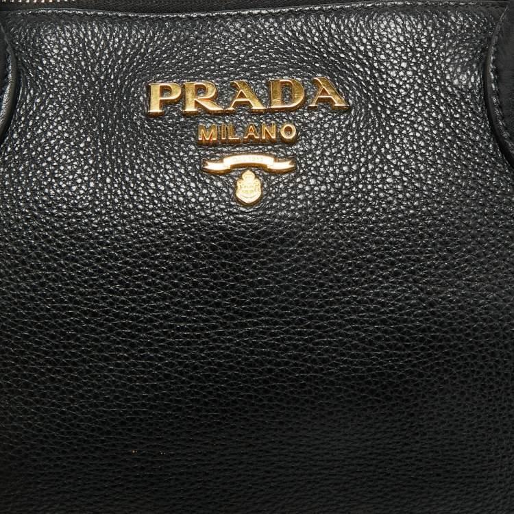 Pre Owned Prada Black Vitello Daino Leather Small Satchel