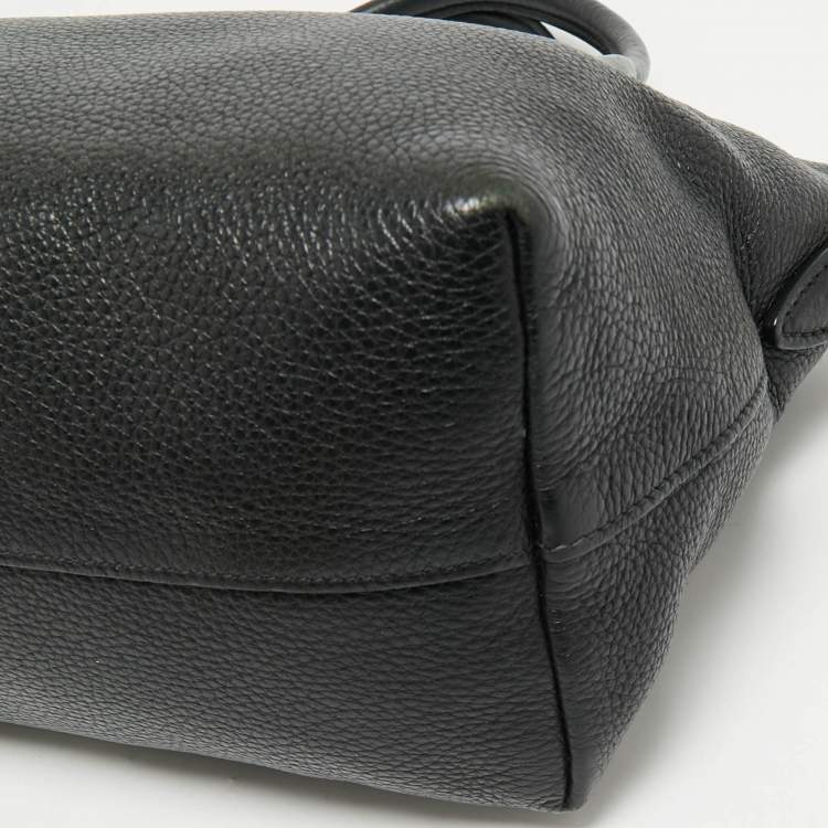 Pre Owned Prada Black Vitello Daino Leather Small Satchel