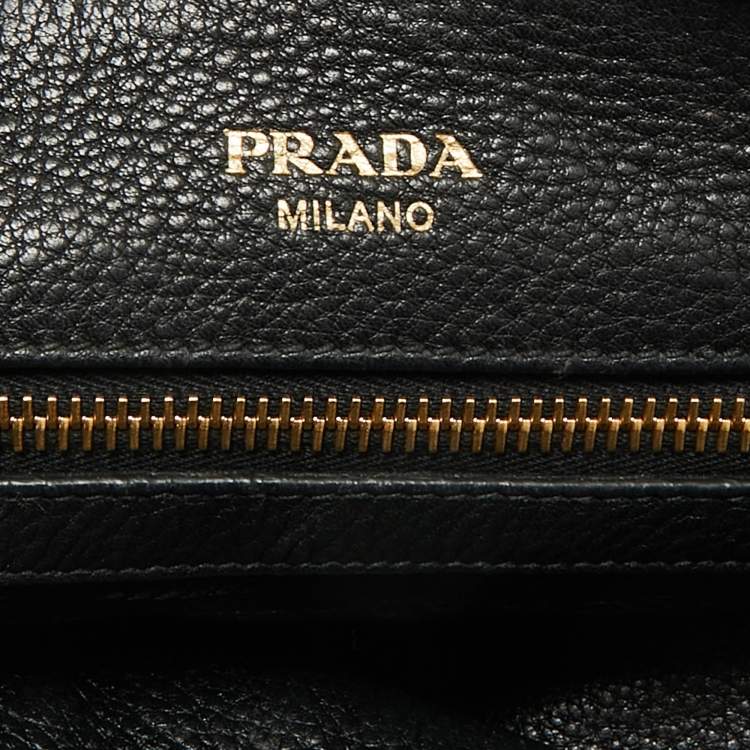 Pre Owned Prada Black Vitello Daino Leather Small Satchel