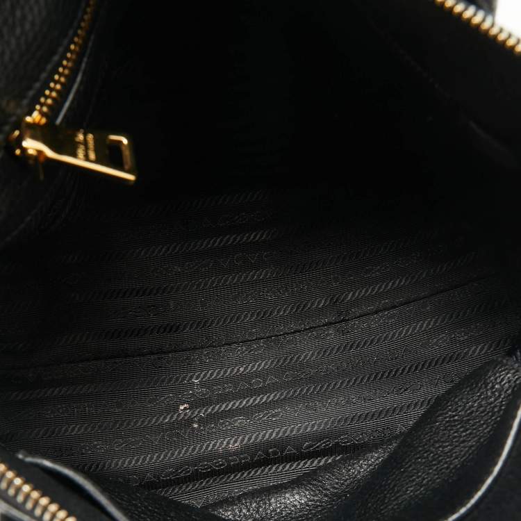 Pre Owned Prada Black Vitello Daino Leather Small Satchel