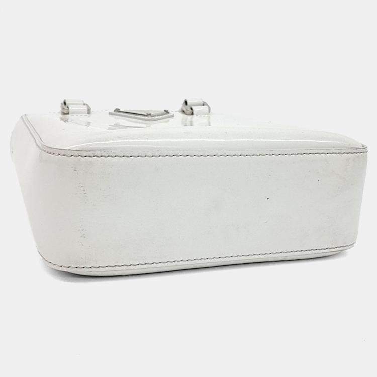 Pre Owned Prada White Leather small brushed tote bag