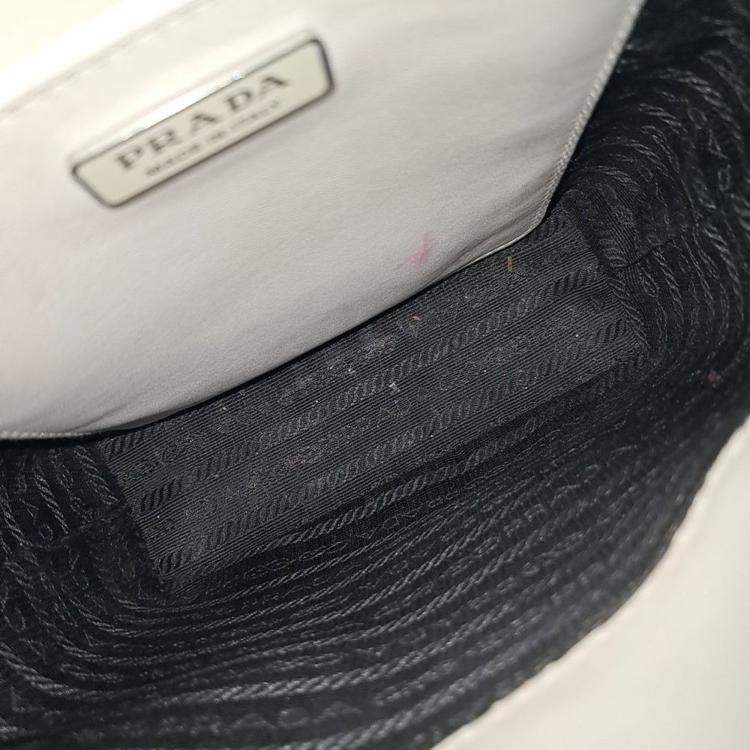 Pre Owned Prada White Leather small brushed tote bag