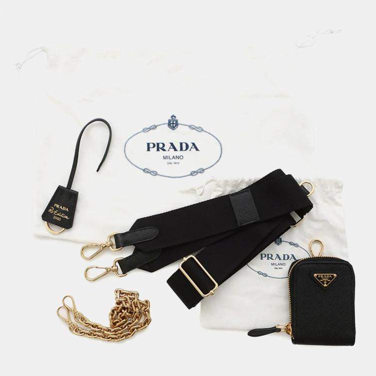 Pre Owned Prada Re-Edition 2005 Black Saffiano Leather Shoulder Bag