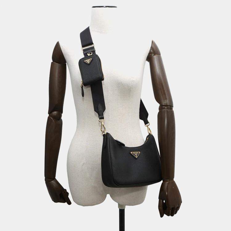 Pre Owned Prada Re-Edition 2005 Black Saffiano Leather Shoulder Bag